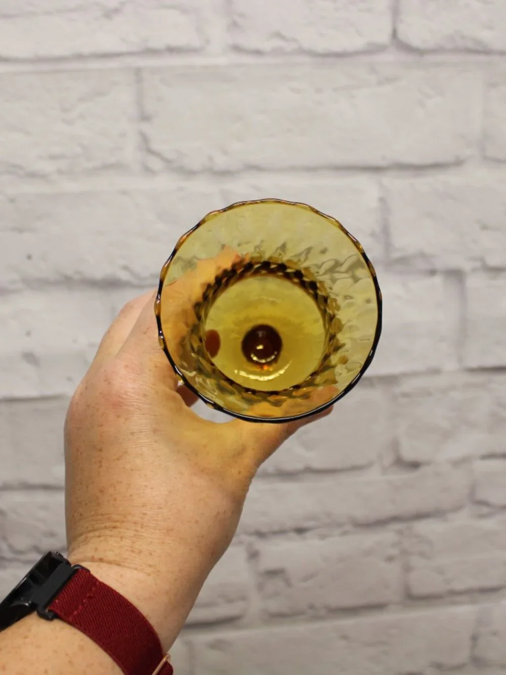 Vintage Amber Glass Honeycomb Peg Votive Candle Holder